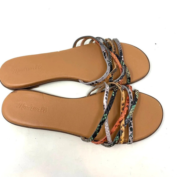 Madewell The‎ Tracie Crisscross Slide Sandal in Snake Embossed Leather Size 9 - Picture 4 of 6
